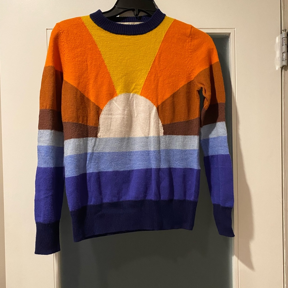Stoned Immaculate Orange and Blue Crew Neck Sweater